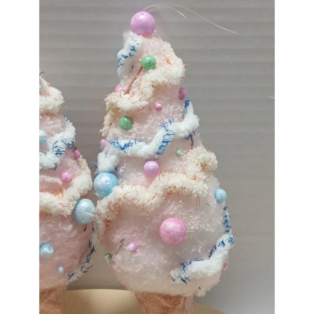 Lot of 3 Pink Ice Cream Ornaments Pastel Christmas Candy Land Tree Decorations